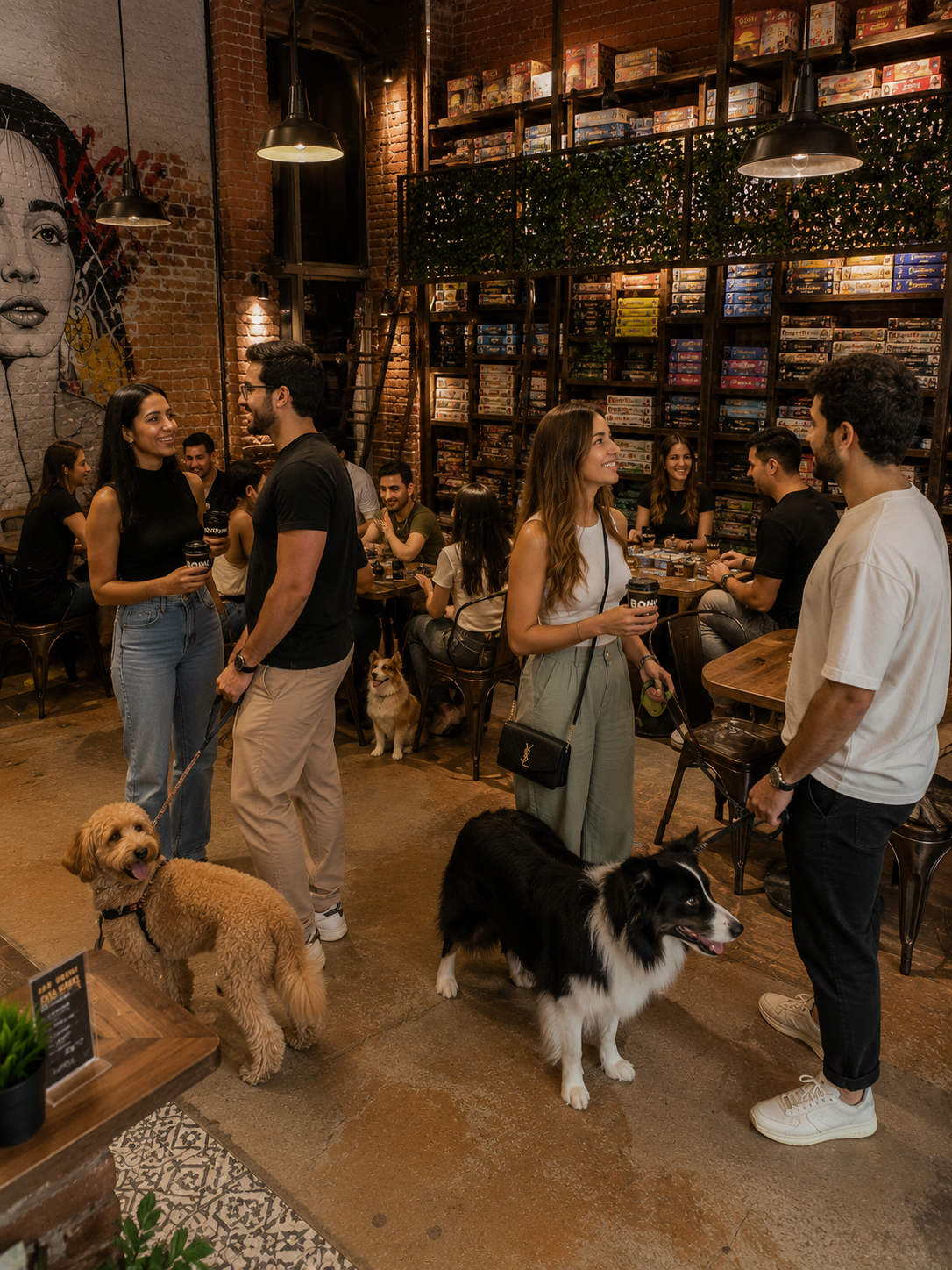 Friendly dog spending time with its owner at a social event