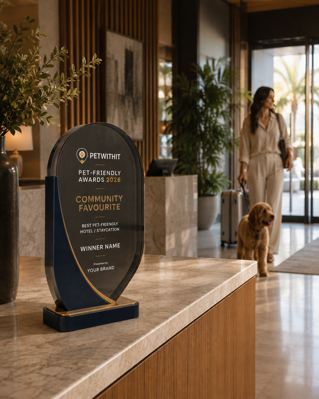 PETWITHIT Community Favourite plaque displayed at a winning venue